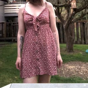 Brown/burnt orange floral mini dress